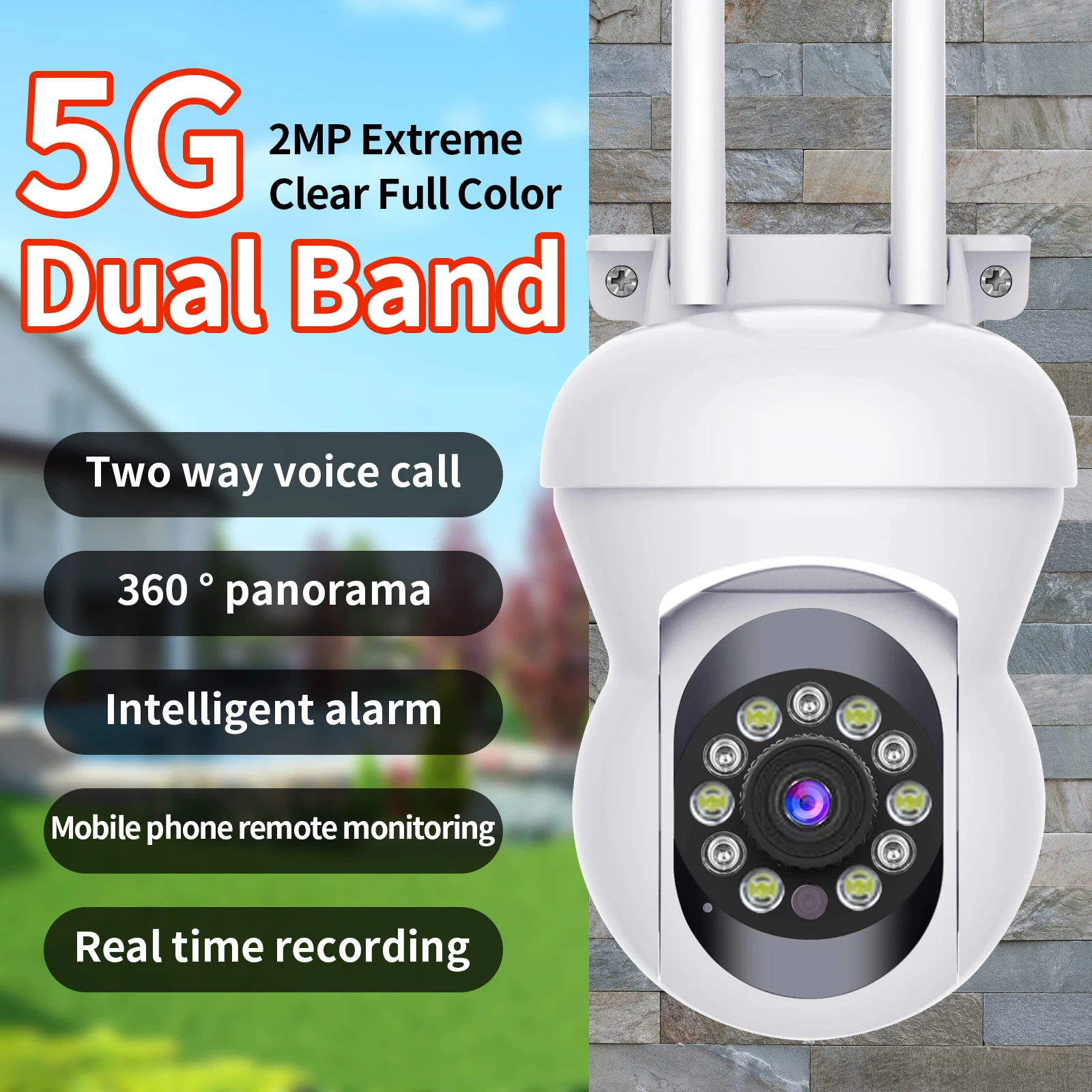 

2MP IP Camera 5G WiFi Surveillance Cameras HD 1080P IR Night Vision Security Protection Motion Tracking Baby Monitor PTZ Camera