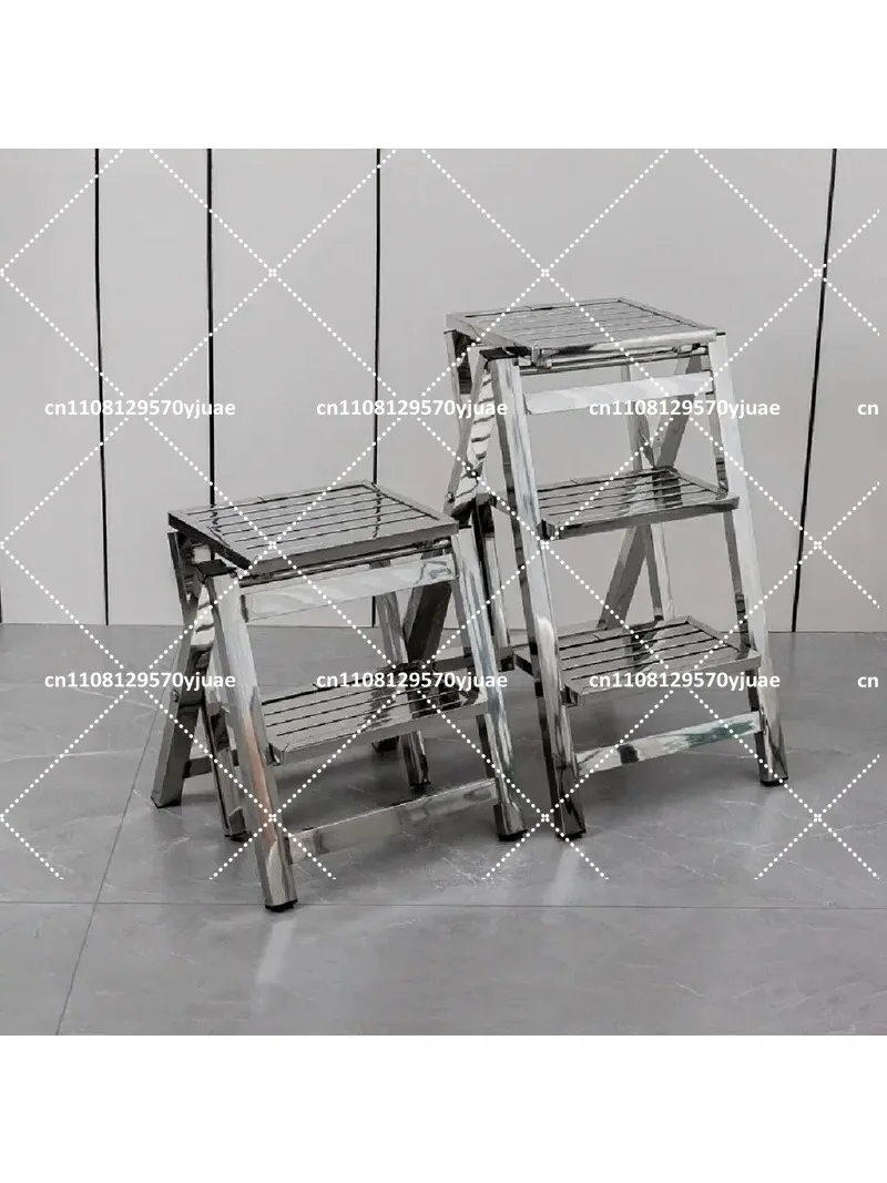 Heavy Duty Folding Ladder Stainless Steel A-Frame Step Stool Non-Slip Climbing Ladder for Home Roof Access Multifunctional