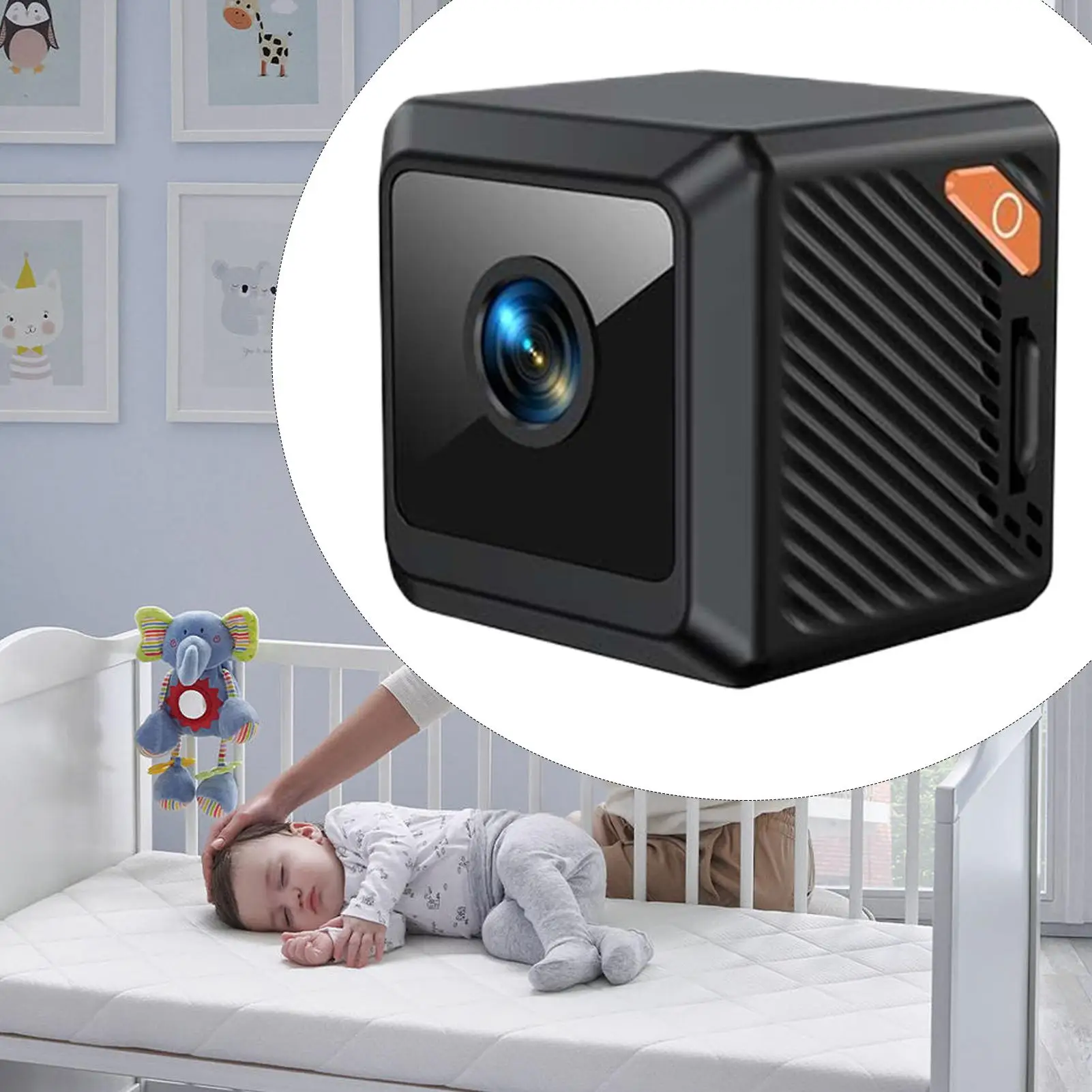 Pequena câmera sem fio 1080p monitor de segurança interna portátil usb recarregável câmera suporte armazenamento cartão memória para o quarto