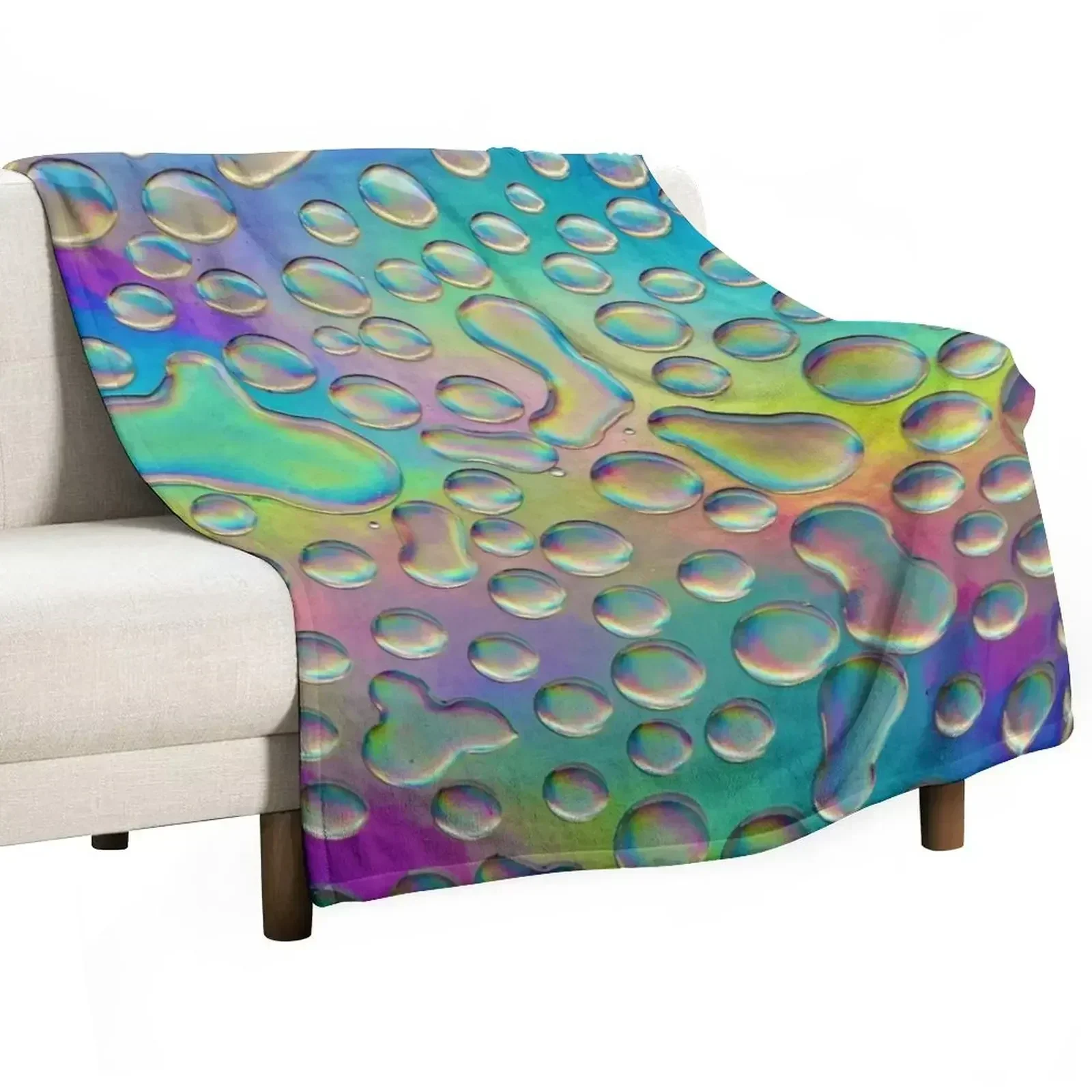 Neon Drips Throw Blanket Flannel Fabric Winter beds Blankets