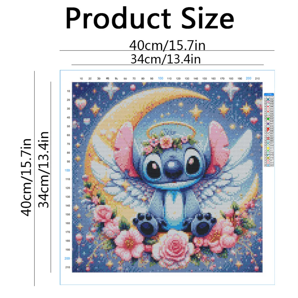 Disney 11Ct Cross Kit Printed Canvas Flower Cartoon DIY Hobby Embroidery Lilo And Stitch Handmade Moon Handicraft Home Decor