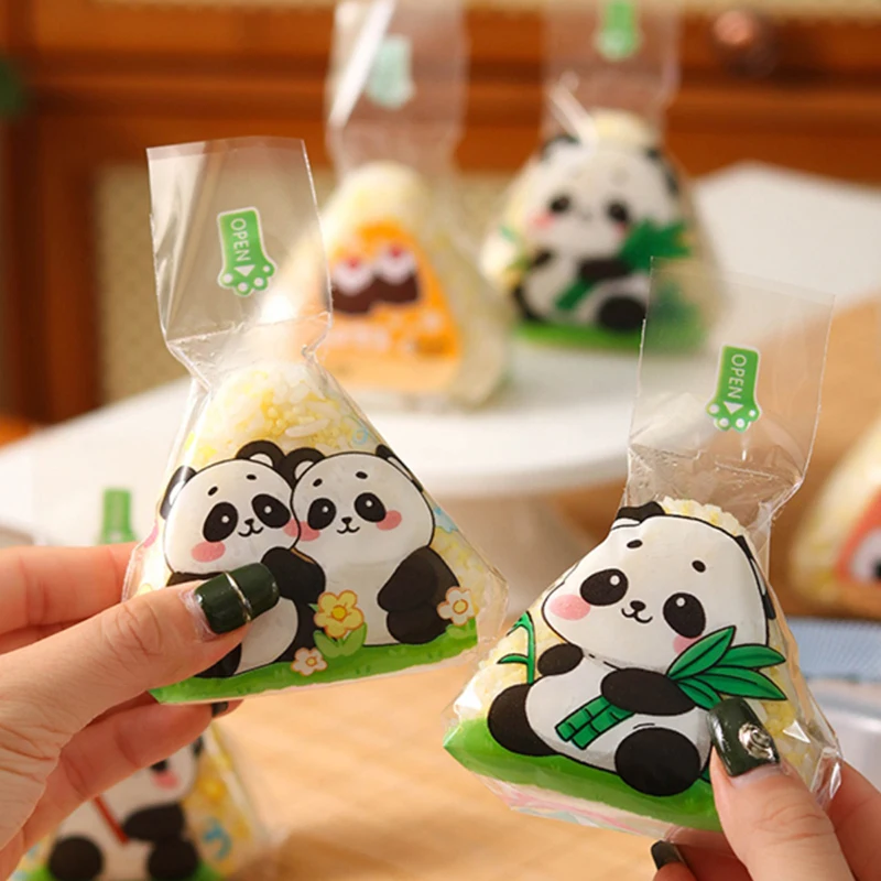 50Pcs Lovely Cartoon Triangle Rice Ball Packaging Bag Nori Onigiri Sushi Making Mold Bento Accessories