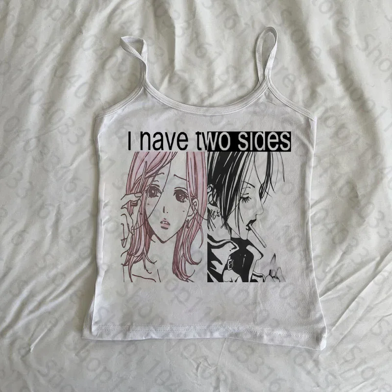 레터 프린트 그런지 빈티지 코르셋 탱크탑 베이비 티 펑크 Y2K 의류 고딕 이모 걸스 캐미솔 탑 에스테틱 여성 크롭탑