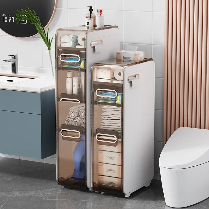 

Toilet crevice storage cabinet drawer toilet narrow crevice locker plastic bathroom ultra-narrow crevice cabinet side cabinet