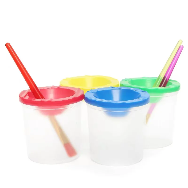 1PCS Children\'s Painting Brush Wash Cup Plastic Anti-roll Art Multi-purpose Pigment Toning Graffiti Painting Brush Wash Cup