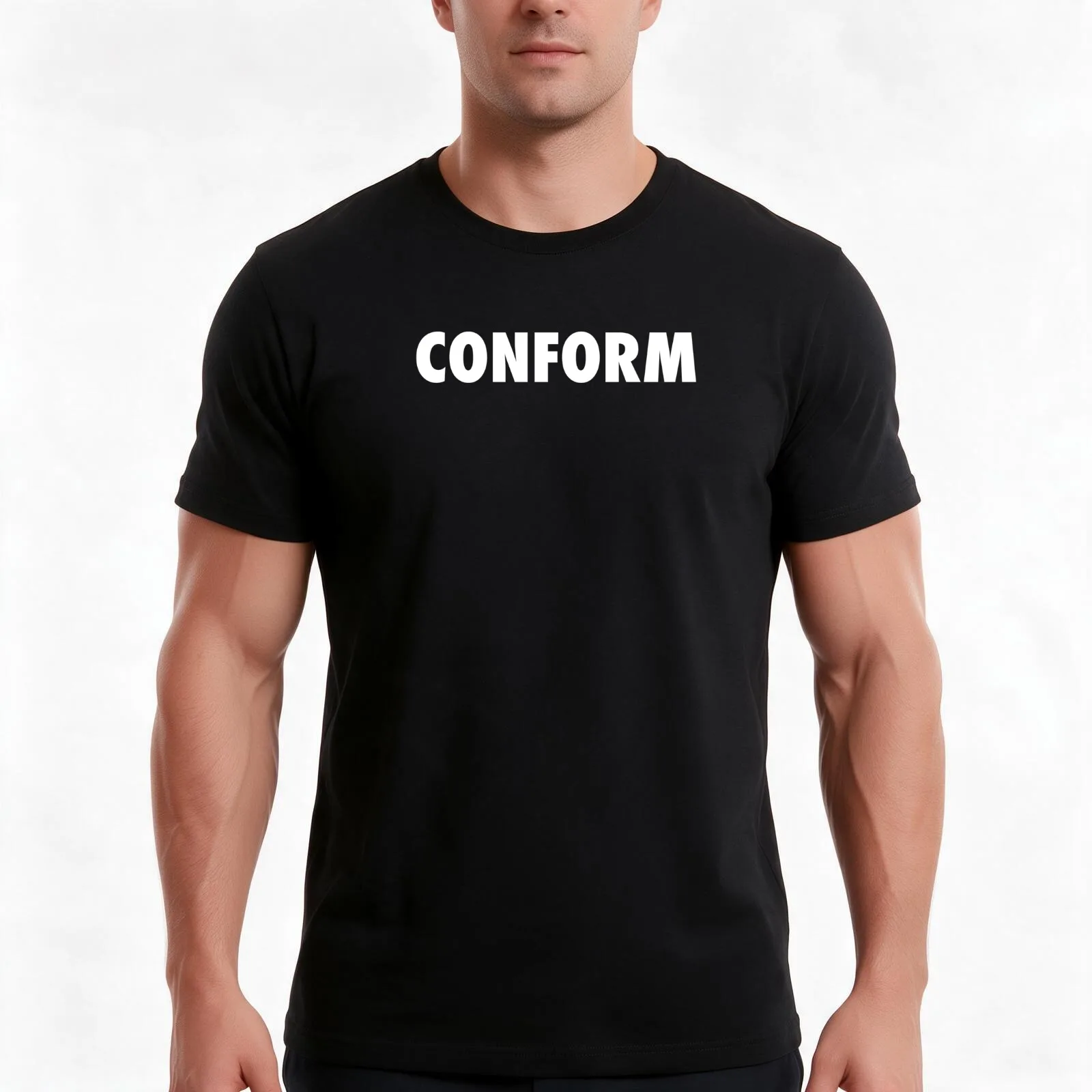 CONFORM T-Shirt, Summer Casual Cotton Tee, Oversized Streetwear Tops, Vintage Graphic Print, Loose Fit Short Sleeve, 100% Cotton
