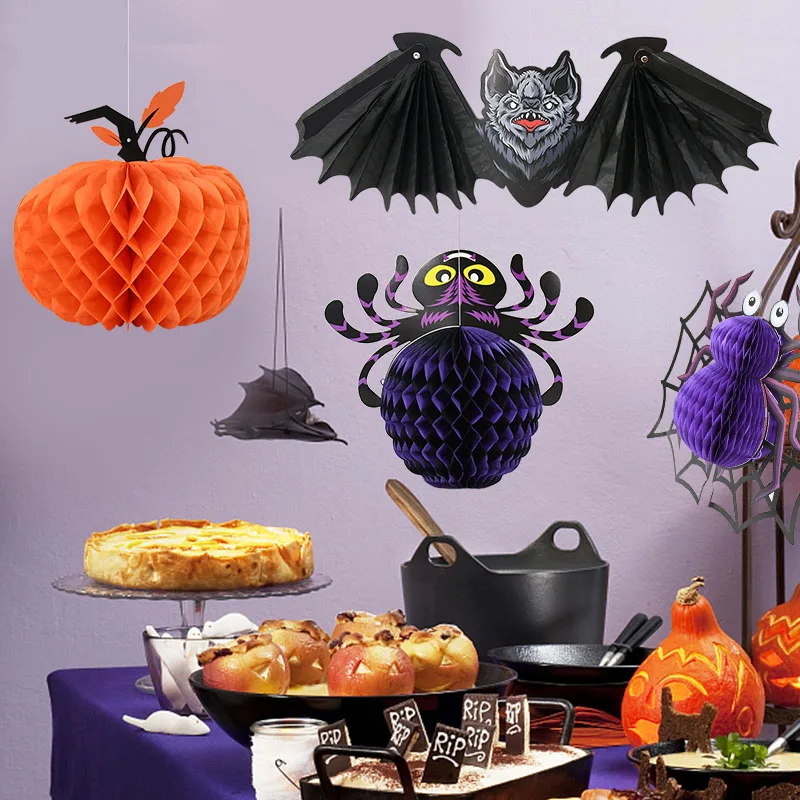 Halloween Papier Spinne Kürbis Hängende Ornamente Requisiten Schwarze Fledermaus Anhänger Halloween Festival Party Bar Spukhaus Dekoration