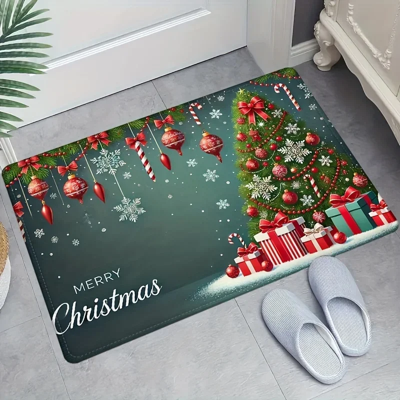 Christmas Festive Tree Gift Welcome Door Mats Home Decor Carpet for Room Kitchen Hallway Balcony Rugs Christmas Decorations