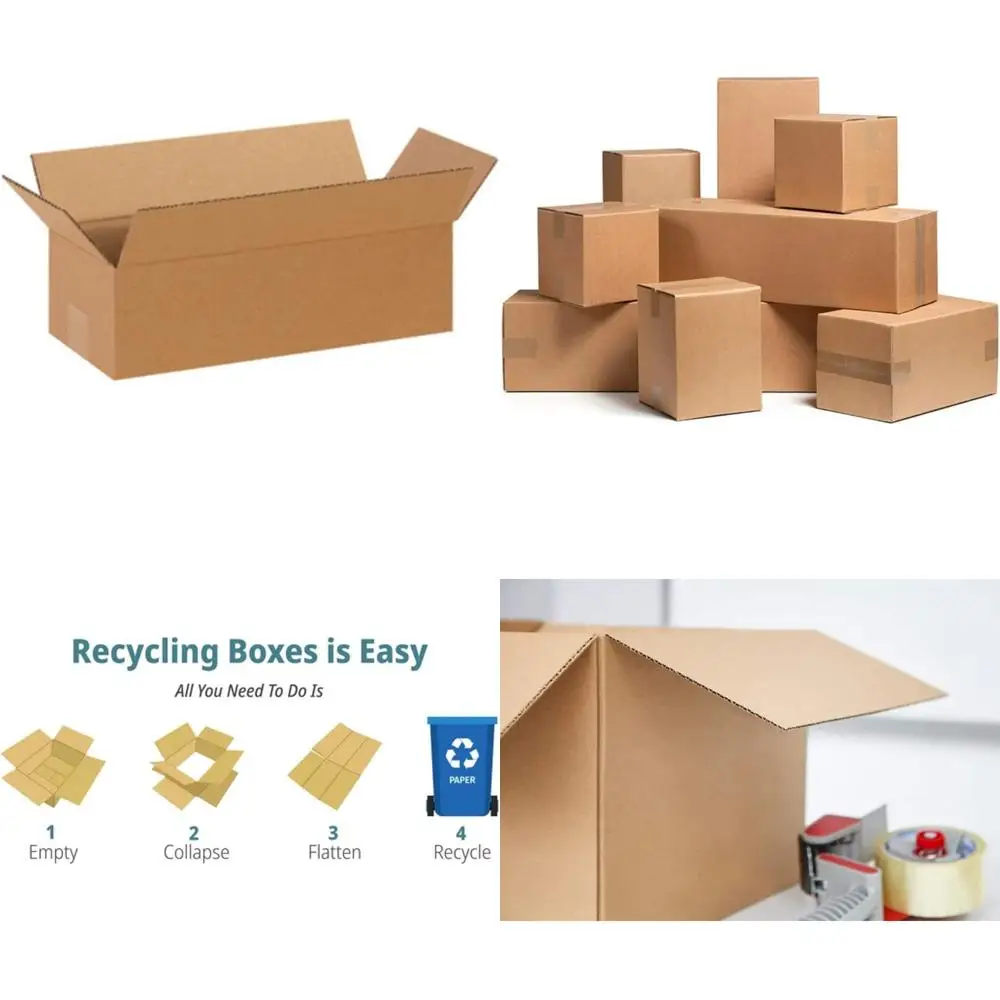 صناديق من الورق المقوى المموج - 50 عبوة، 14 × 7 × 5 بوصة، شحن وكرتون متحرك للبريد والتعبئة