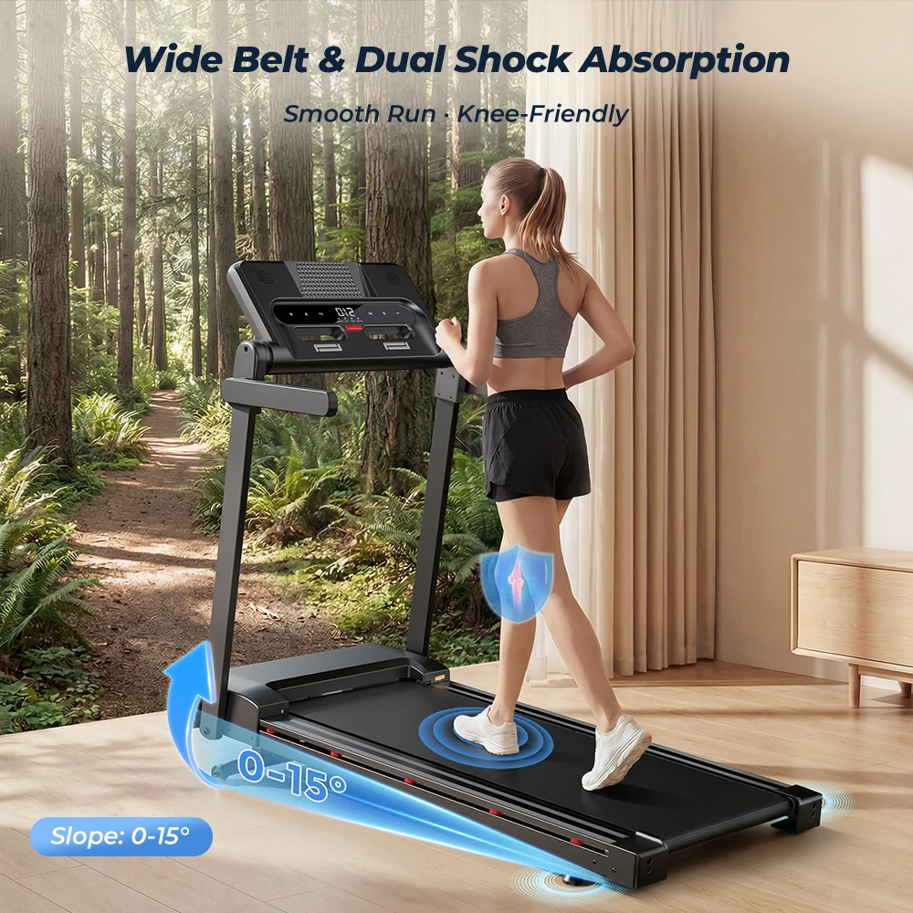 Tapis de course inclinable automatique Formill 1-14 km/h, 1,0-3,0 CV, FT 54, haut-parleur Bluetooth, application Fitshow, équipement de fitness pour la maison et la salle de sport