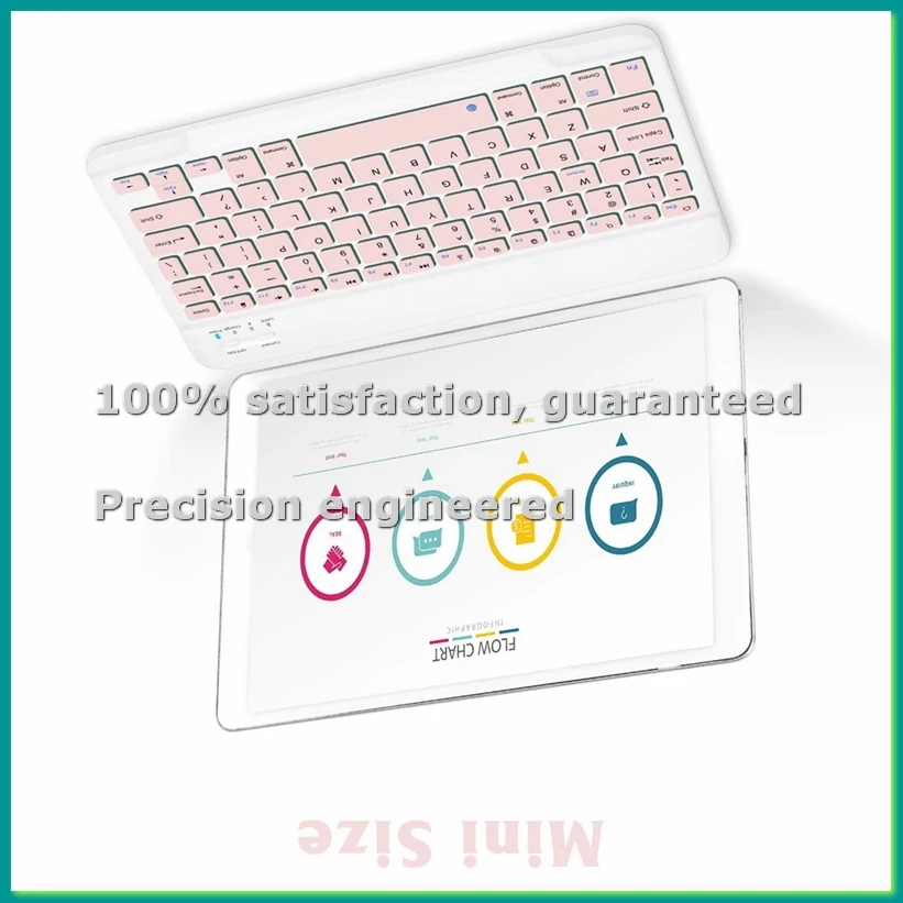 10 Inch Rechargeable Bluetooth Keyboard Ultra-Thin Portable Bluetooth Keyboard for , IOS, Android, Devices B-PZZW