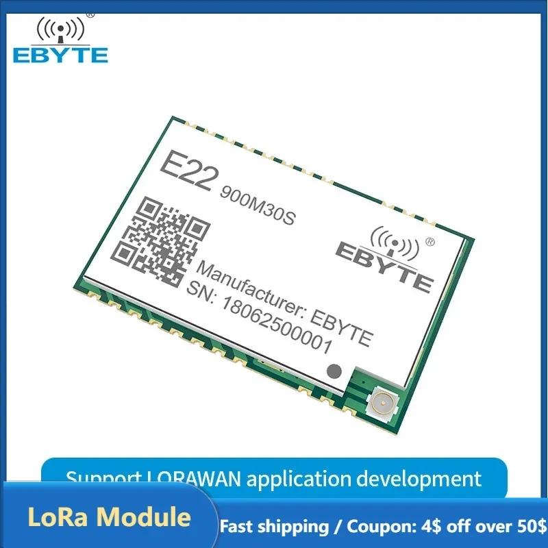 SX1262 LoRa Module 32M High-Precision TCXO EBYTE E22-900M30S 868MHz 30dBm 12km IPEX Antenna SPI Interface Module Low Power