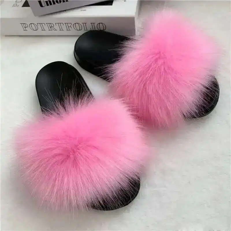 Summer Faux Fur Slippers Women Indoor Furry Fur Slides Female Plush Flip Flops Flats Sandals Casual Fluffy Slipper House Shoes image 6