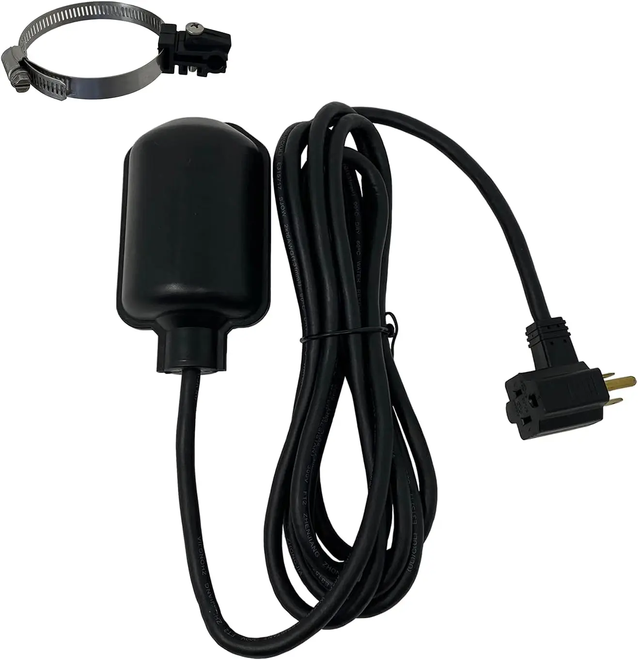 

Universal Sump Pump Float Switch Replacement with Piggyback Plug, 10 ft Cord, Reliable Water Level Control for Sewage
