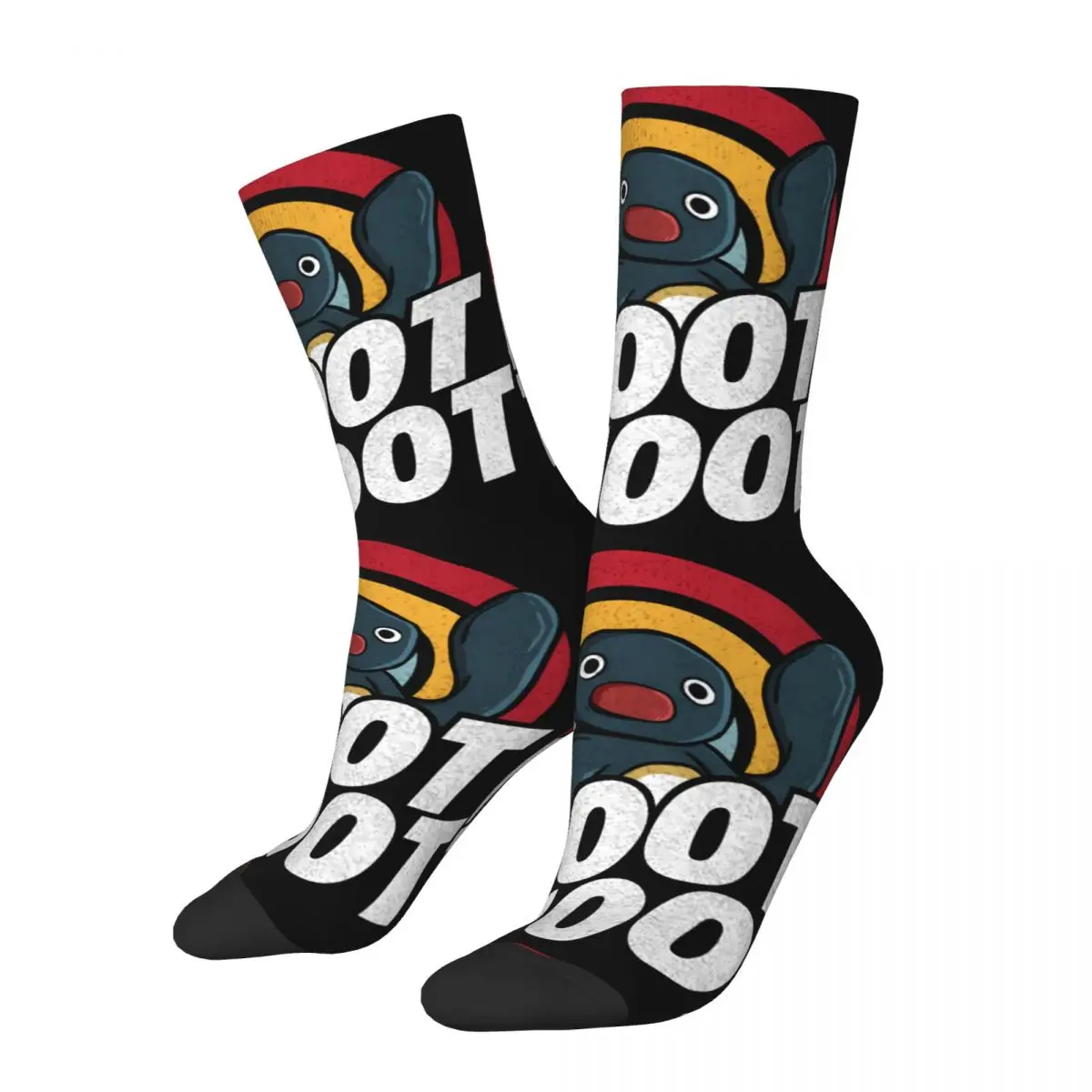 Men's Socks Vintage Rainbow Distressed Noot Pingu Pinga Penguin TV Street Style Novelty Crew Crazy Sock Gift Pattern Printed