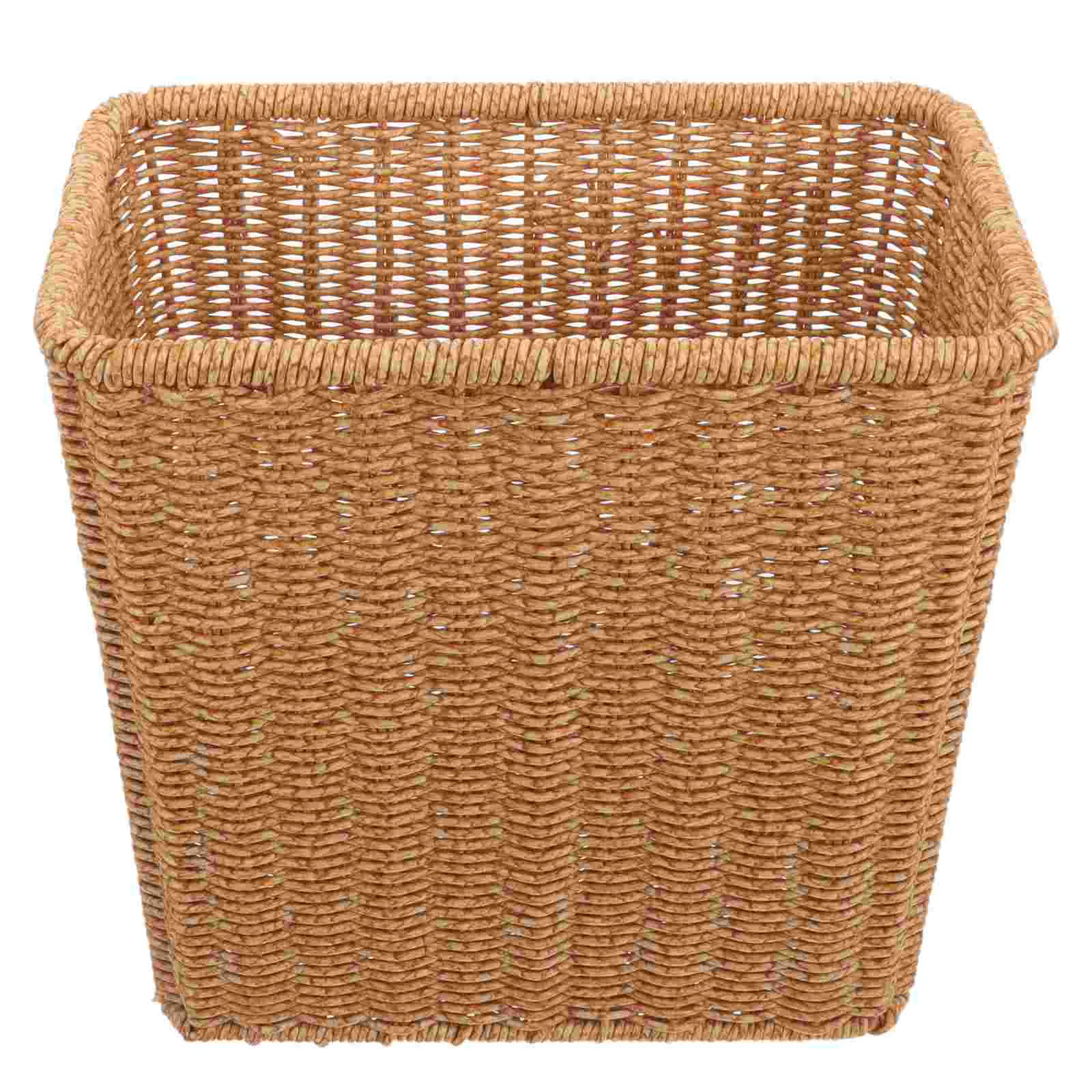 

Trash Bin Woven Can Smart Wastepaper Basket Rectangle Sundries Narrow Wicker Car