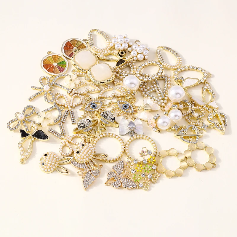 Leslie 4 stücke exquisite Kristall perle runde Hase Schmetterling Bowknot Charms für Ohrringe Halskette Armband DIY Schmuck Zubehör – Detail 2