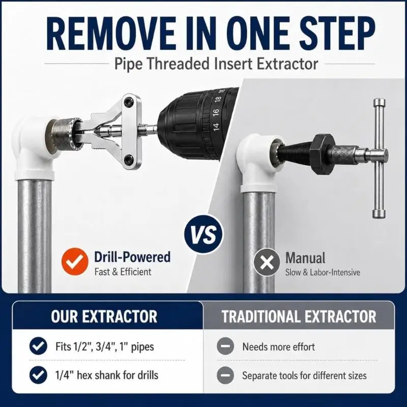 E8BD Broken Pipe Thread Removal Tool with a Six-Face Drill Stem for Repair
