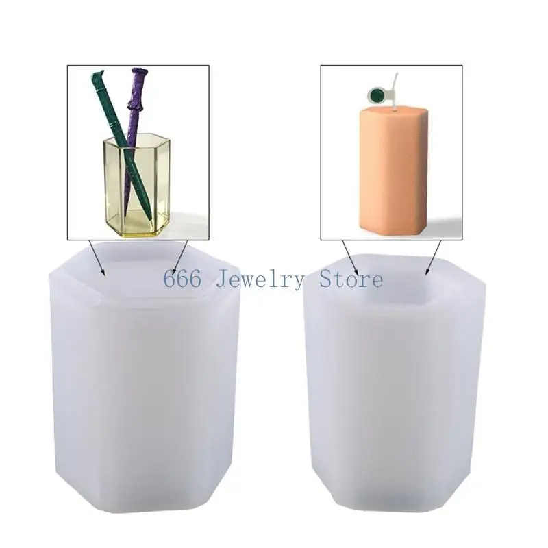 F2TD Silicone Resin Mold for Pen Holder Makeup Brushes Container Mould Casting Crafts