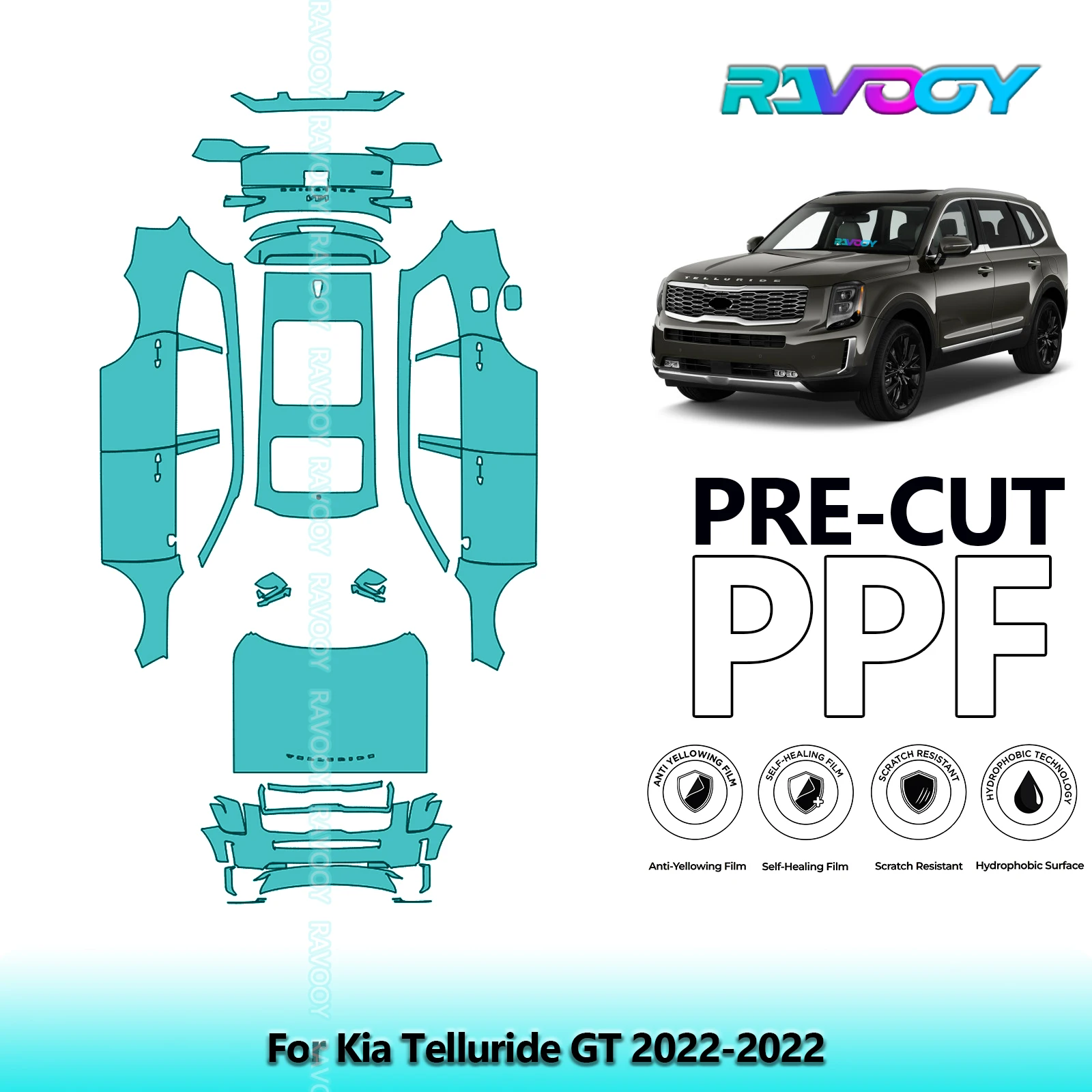

8,5 мил полная автомобильная предварительно вырезанная защитная пленка PPF для Kia Telluride GT 2022-2022
