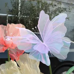 50cm Big Simulation Butterfly 3D Outdoor Shopping Mall Wedding Festival Decoration Hollow Large Hanging Gauze Fake Butterfly