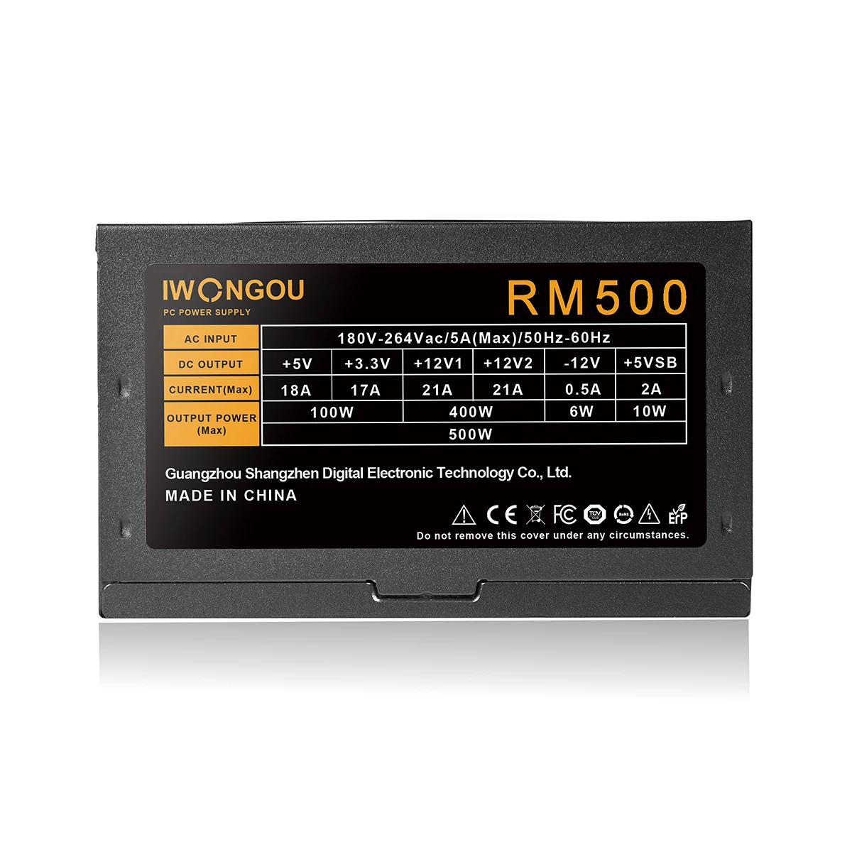 Блок питания IWONGOU RM500W для ПК, черный игровой бесшумный блок питания 120 мм, 24 контакта, 12 В, блок питания для настольного компьютера ATX для BTC