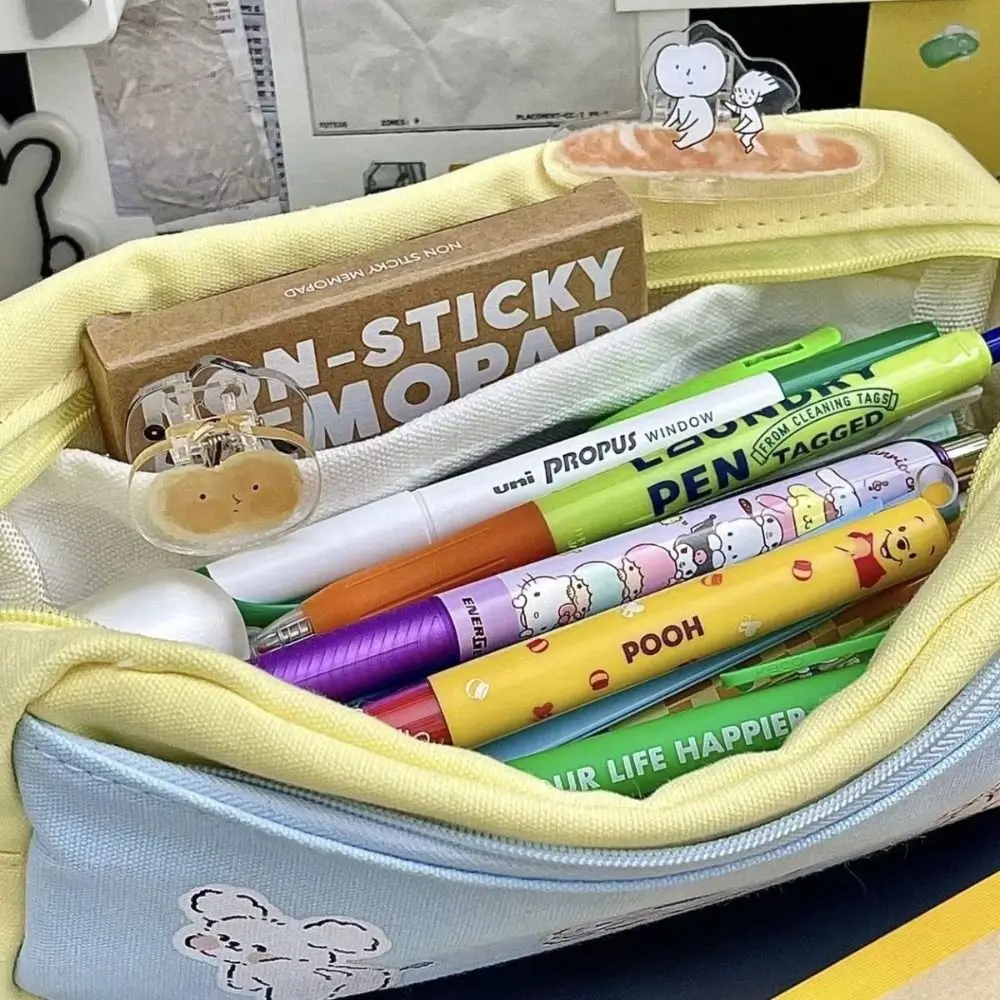 Cute Puppy Print Zipper Pencil Bag Multi-function Large-capacity Storage Bag Cosmetic Pouch Student School Supplies