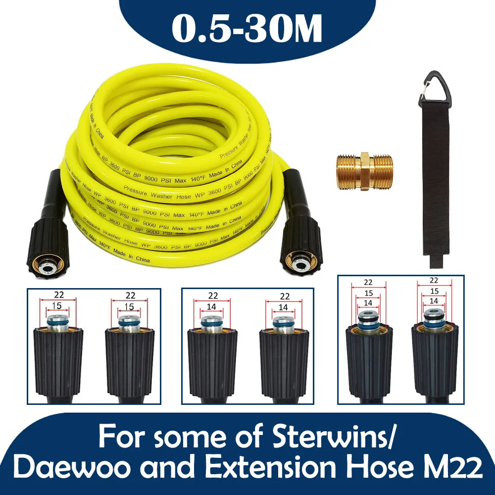 0.5-30M High Pressure Washer Hose Pipe Cord Car Washer Water Cleaning Extension Hose Water Hose  M22 14/15mm Brass Connector