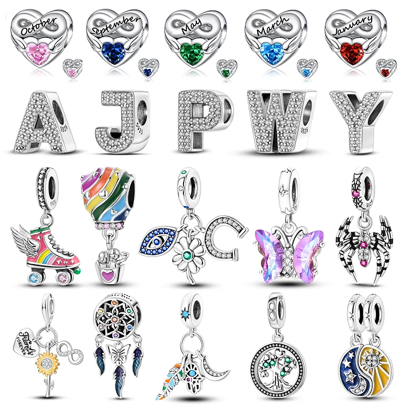 New 2026 925 Sterling Silver Charms Beads Love Heart Pink Original Charm Pendant Fit Charm Bracelets DIY Jewelry Birthday Gift