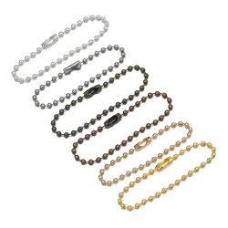 50pcs/lot Round Ball Bead Chains Fits Key Chain 12cm Length Dog Tag Bulk Chains With Connector For DIY Pendant Jewelry Finding