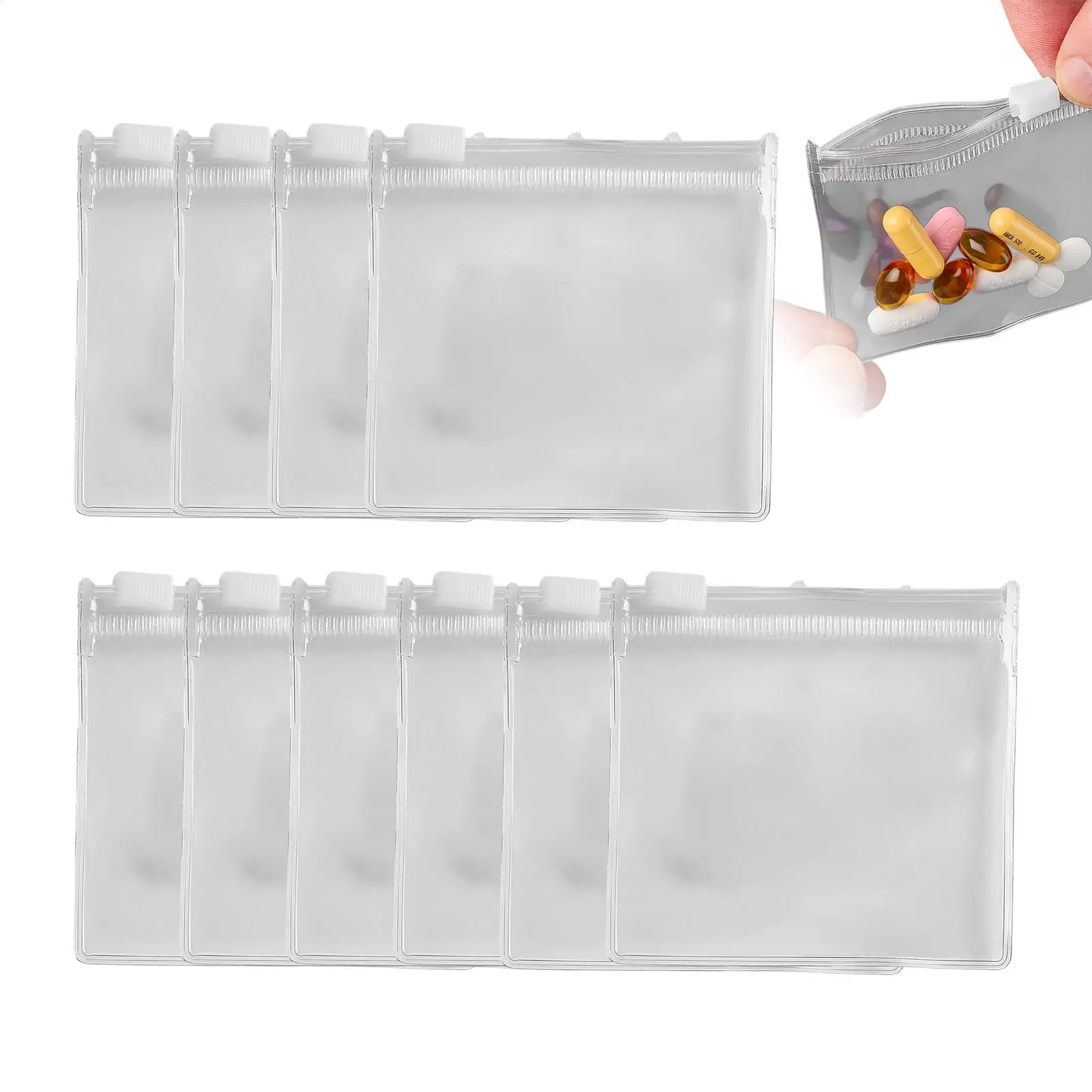 10pcs Pill Pouches for Travel 8x8cm Leakproof Zipper Small Pill Pouch Storage Bags for Supplement Jewelry Hair Accessories