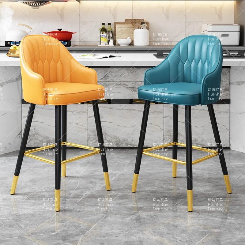 Wholesale Modern Popular High Quality bar Furniture Wooden Legs Leather Fabric Stools Sets