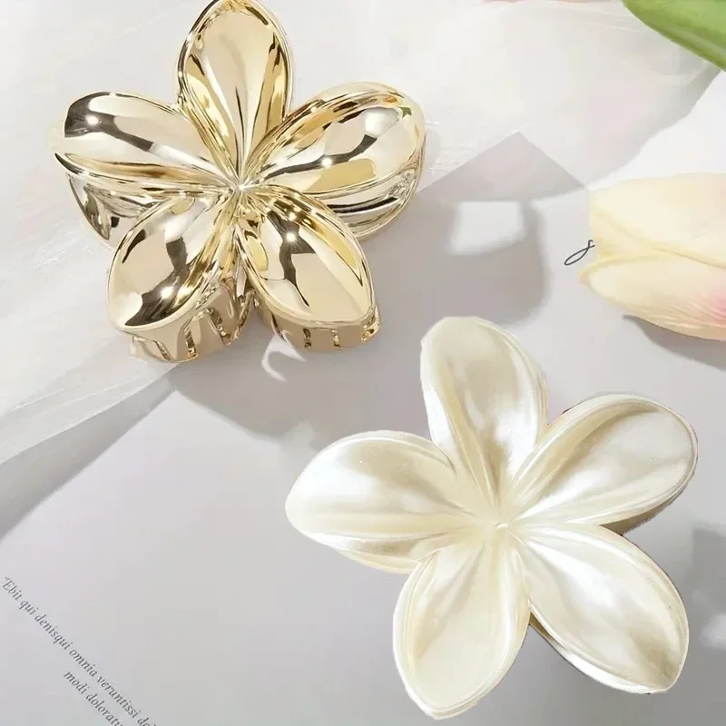 

1/2 Pcs Fashion Sliver Simple Shiny Egg Flower Hair Claws For Women Girls Party Hair Accessories for Thick Hair