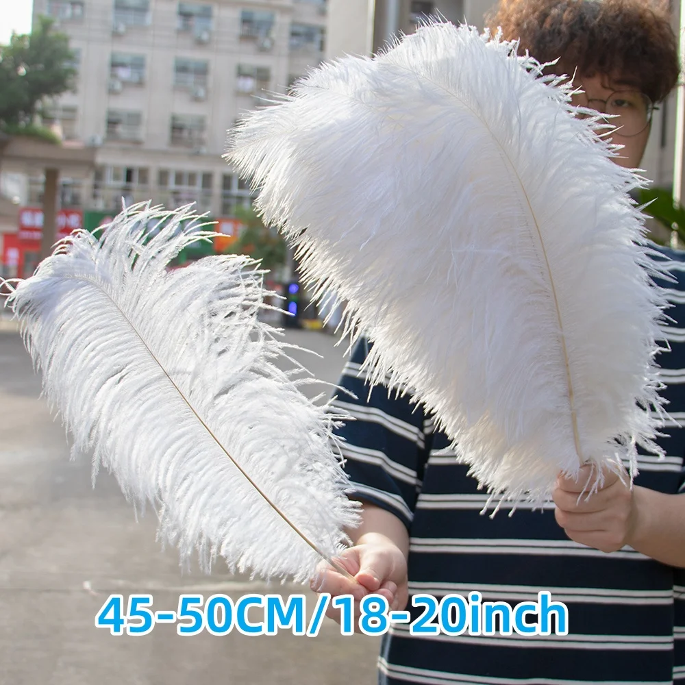 10PCS/lot Fluffy Ostrich Feathers White Ostrich Feather 15-55CM Wedding Table Centerpieces Party Carnaval Plumes Decoration