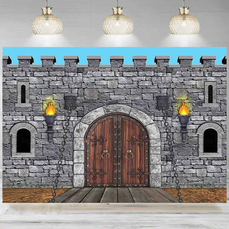 

Medieval Party Decoration Castle Backdrop Knight Photographic Background Kingdom Birthday Baby Shower Themed Supplies Banner