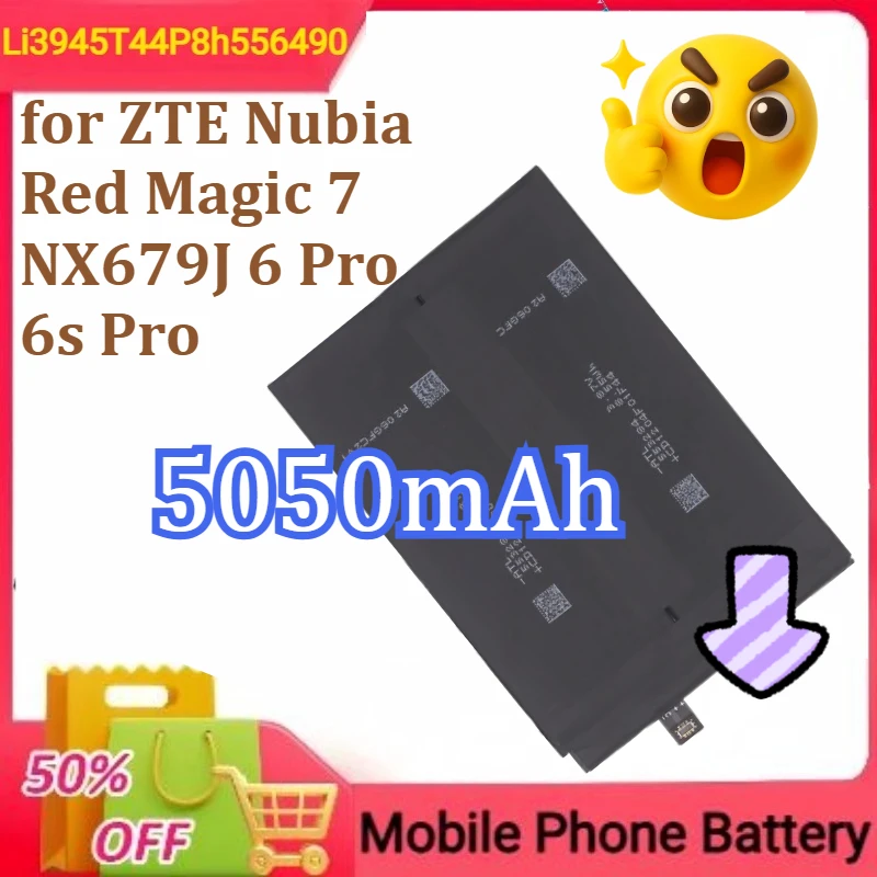 

Li3945T44P8h556490 Battery for ZTE Nubia Red Magic 7 NX679J 6 Pro 6s Pro Battery NX679J NX669J-P Battery 5050mAh+Tools