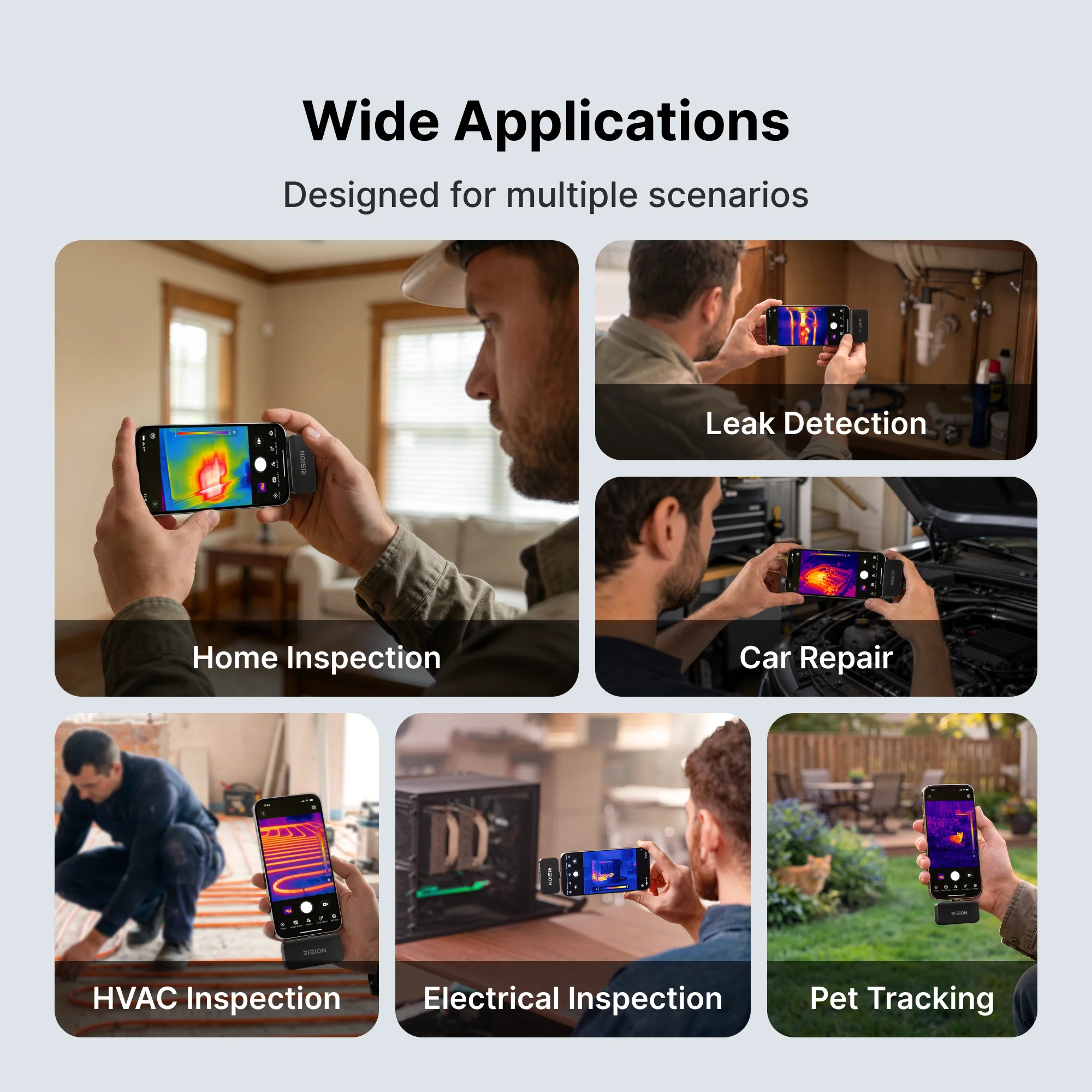 RISION Magic Thermal Camera for Smartphone, Single‑Lens AI Dual‑Light Fusion 320×240 Thermal Imager, ≤40mK NETD 25Hz,‑20℃‑600℃ Infrared Camera for Home Inspection, Plug‑Play for Android Type‑C iOS Windows PC
