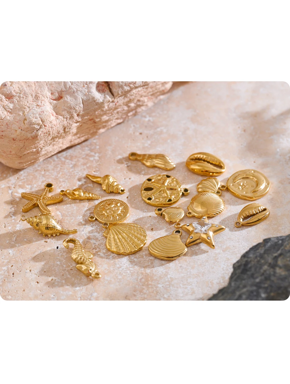 Yhpup 1PC Summer Ocean Shell Starfish Seahorse Conch Stainless Steel Pendant DIY Making Accessories Handmade Necklace Gift