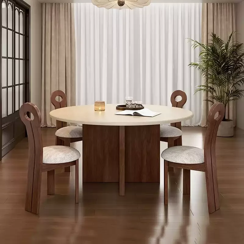 Mesa de comedor de madera para fiesta, sillas de comedor modernas de lujo, Mesa redonda para salón, Mesa nórdica, accesorios para el hogar