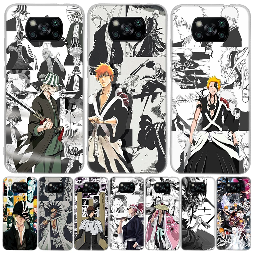 Ichigo Kenpachi Bleach Anime Phone Case For Xiaomi Poco X6 X5 X4 X3 Nfc F6 F5 Pro F4 Gt F3 F2 F1 M5 M5S M4 M3 5G Shell Coque X3 