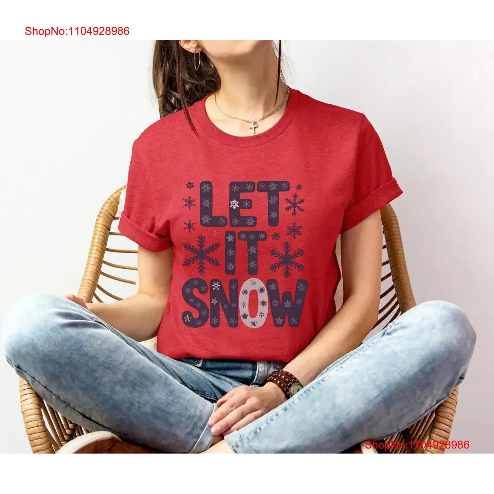 

Зимняя футболка Let It Snow, уютная снежинка, праздник, идеальное Рождество для влюбленных, рождественское винтажное мытье, слегка удобно