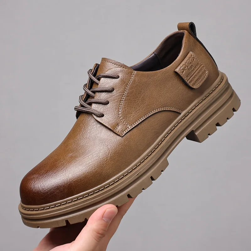 

Men's 2026 Spring New Leather Shoes British Style Versatile Casual Business Dress Work Shoes
