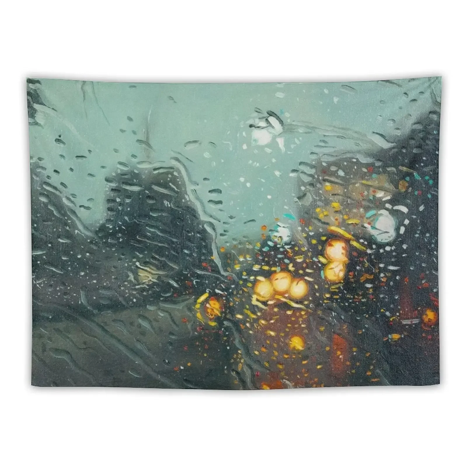 Rainy street oil painting Tapestry Funny Bedroom Decoration Home Decor Accessories Wall Hanging Tapestry