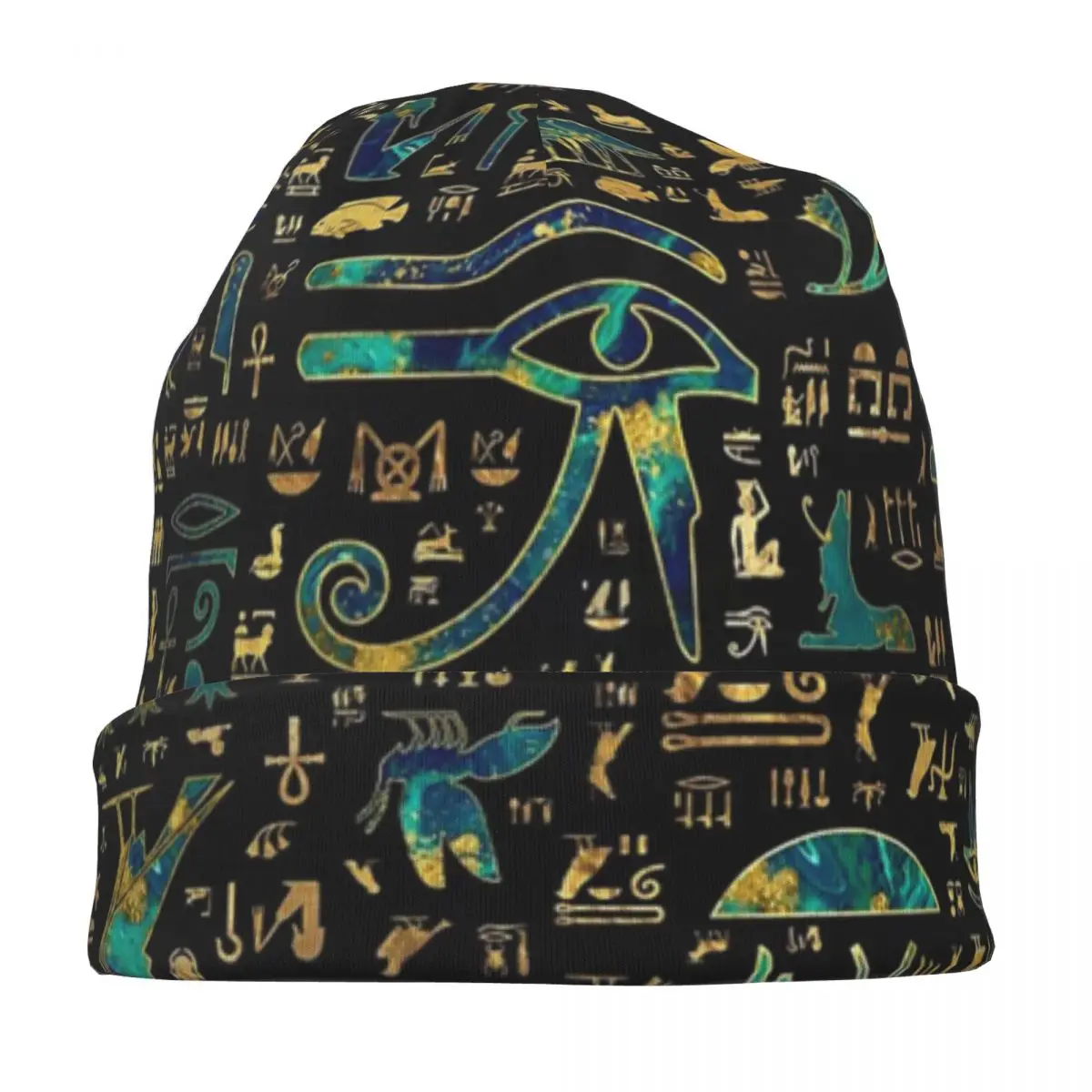 Ancient Egyptian Hieroglyphs Skullies Beanies Hats Egypt Eye of Horus Spring Unisex Ski Caps Warm Thermal Elastic Bonnet