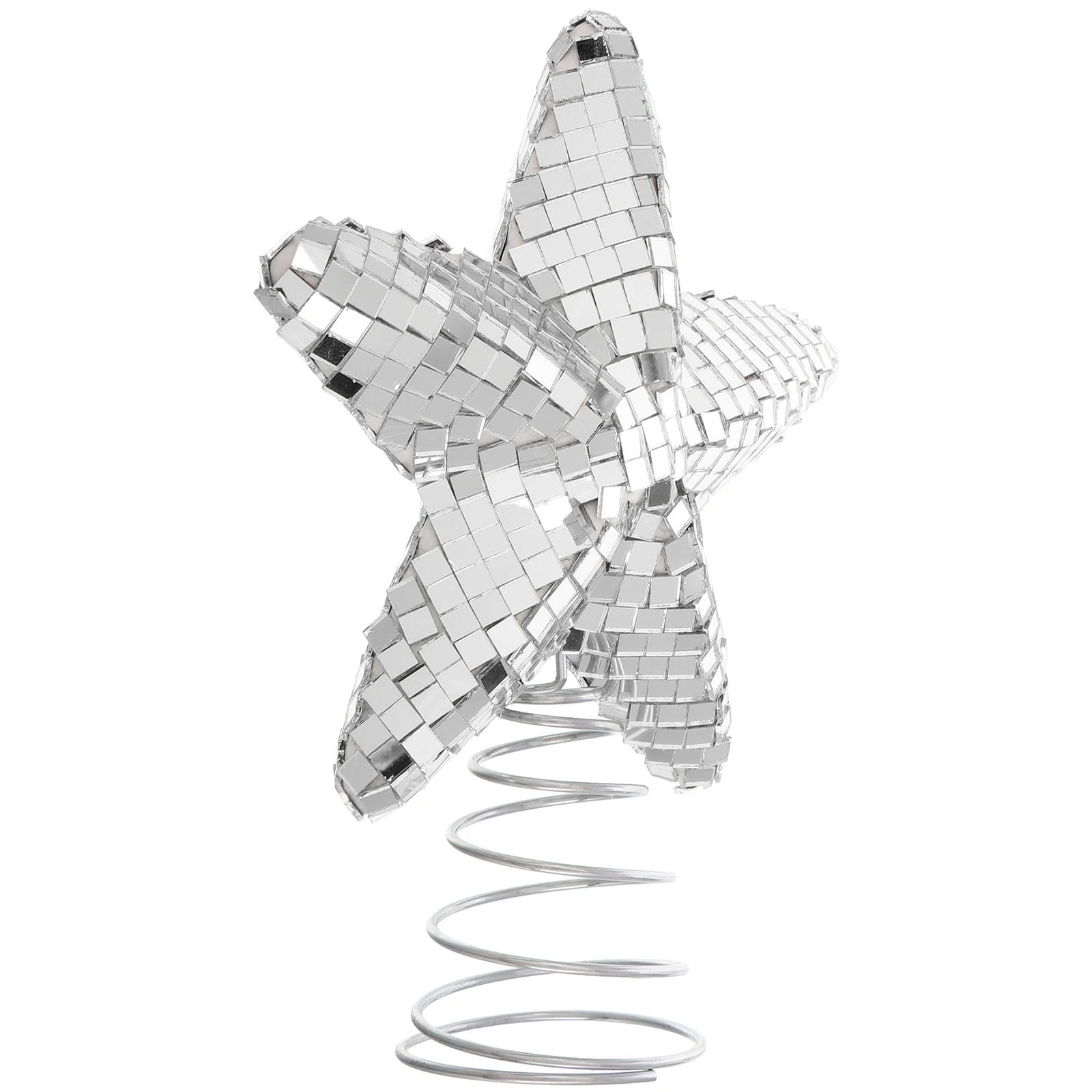 

15Cm Glitter Star Tree Topper Christmas Decoration Shiny Mirror Glass Ornament Festive Holiday Home Decor Disco Ball Design