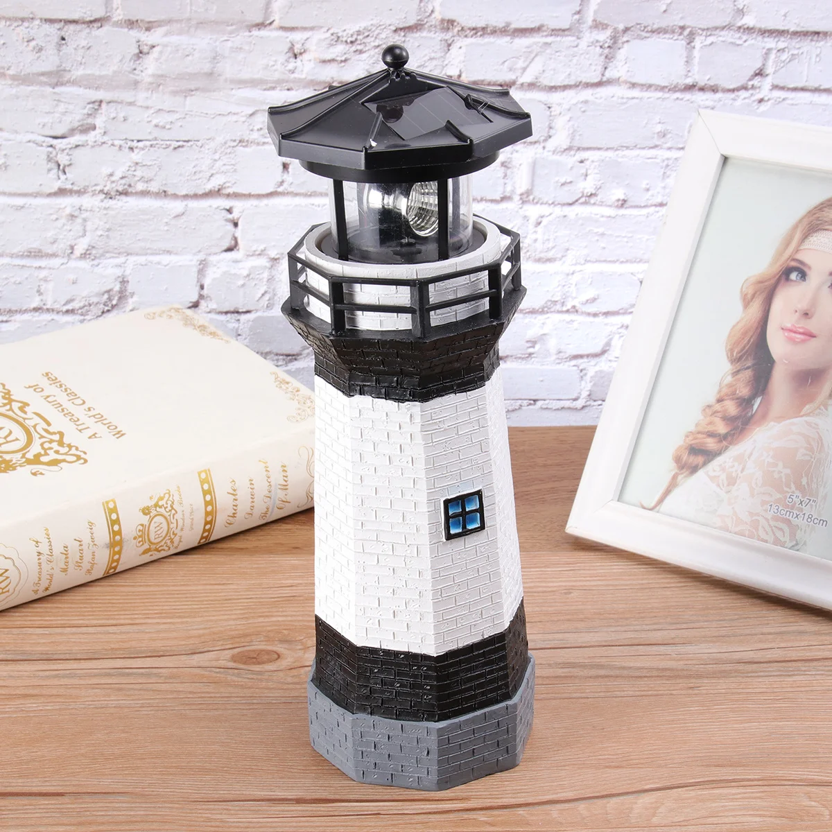 

1pc Solar Rotating Lighthouse Lamp Outdoor Garden Decorative Light Landscape Lighting For Lawn Yard Park Pathway