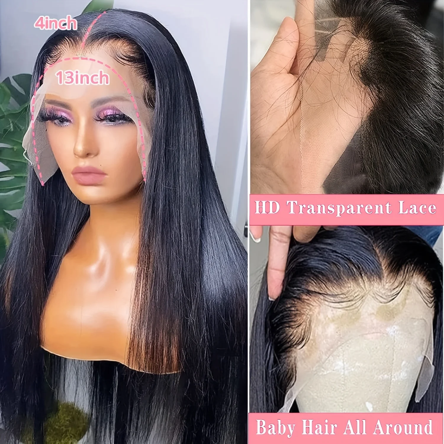 28 بوصة مستقيم الدانتيل الجبهة الباروكات الشعر البشري 200 الكثافة 13x4 HD الدانتيل الشفاف شعر مستعار أمامي للنساء قبل قطعها شعري طبيعي