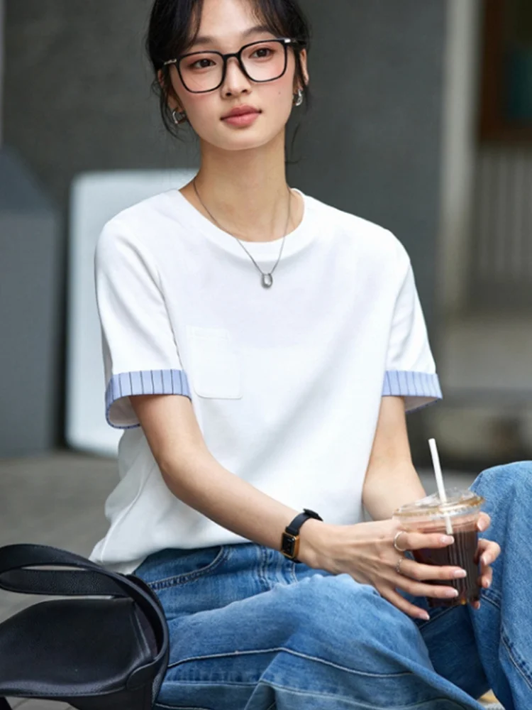 

Casual Breathable ort Sve T-irt Faion Color Blo Design Summer Comfortable Skin-Friendly oulder Top Women's Fai...