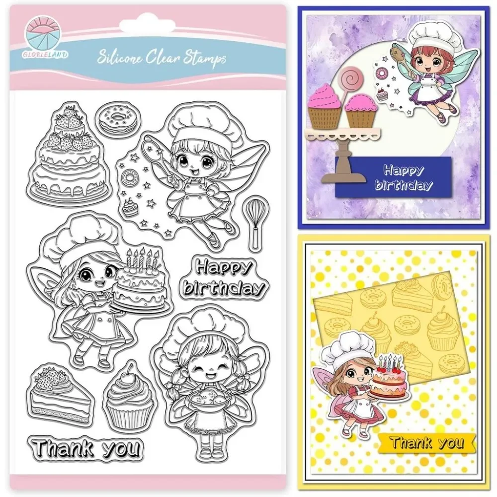 Baking Fairy Clear Stamps Donuts Stamps Cooking Woman Transparent Stamp for Card Making DIY Embossing Journaling