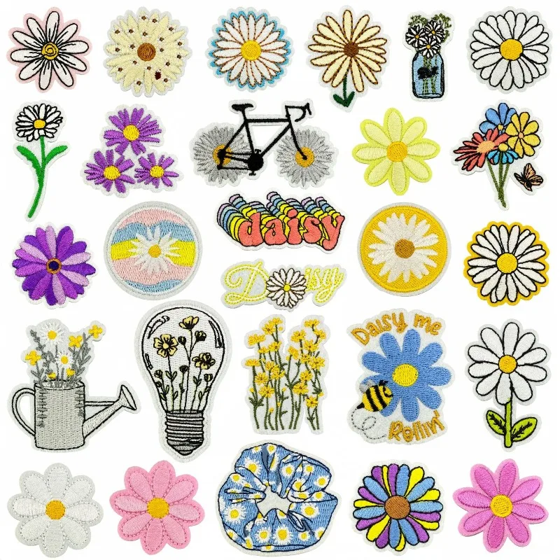 Colorful Daisy Sew/Iron-on Embroidery Patch
